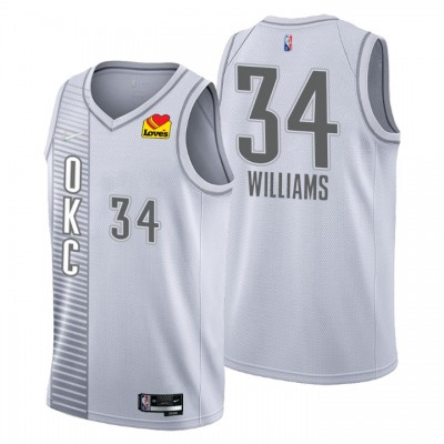 Oklahoma City Thunder #34 Kenrich Williams Men's Nike Gray 202122 Swingman NBA Jersey - City Edition Men's
